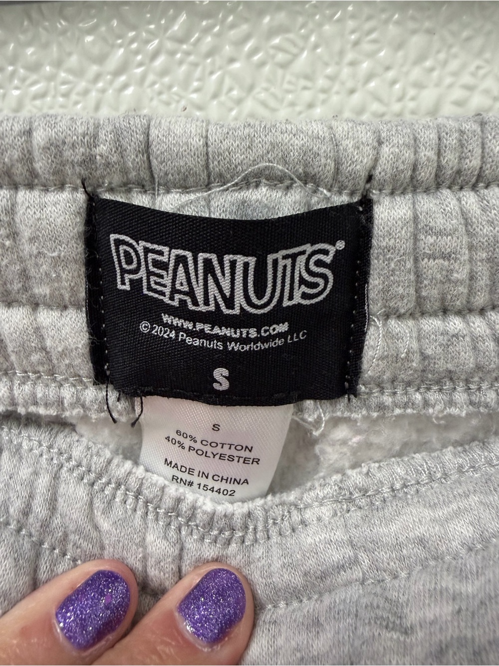 Peanuts Grey Sweatpants with Black Logo Tag - Picture 2 of 2